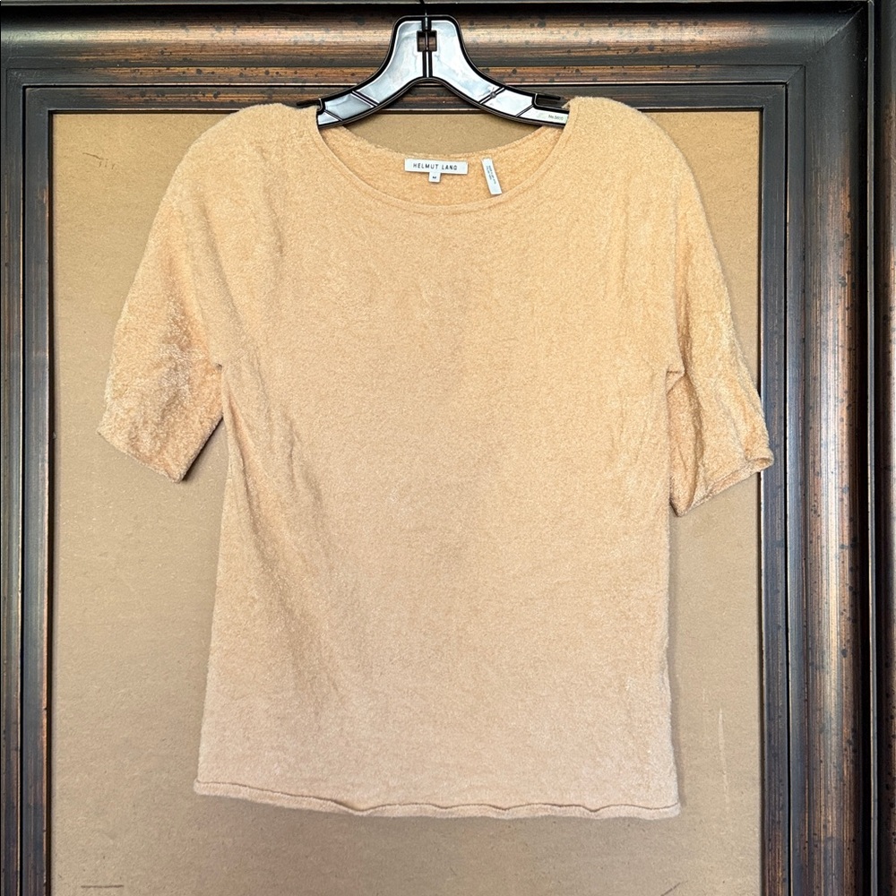 Helmut Lang Straw Velveteen Short Sleeve Top